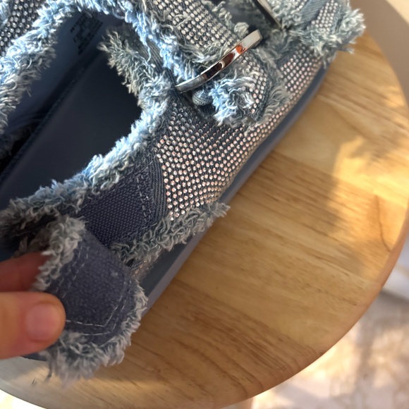 Zara rhinestone denim flat sandals NWT - Picture 7 of 8